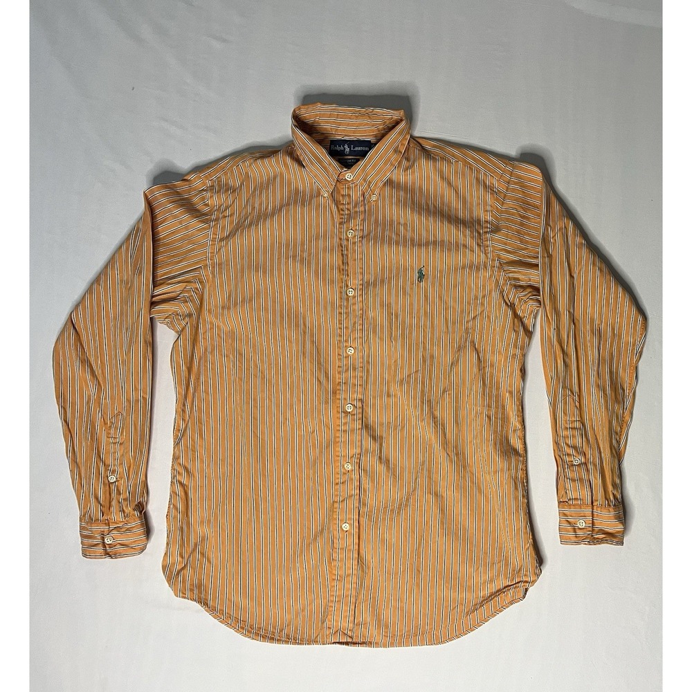 Polo Ralph Lauren Oxford Dress Shirt Men's Large Stripes Long Sleeve Button Up